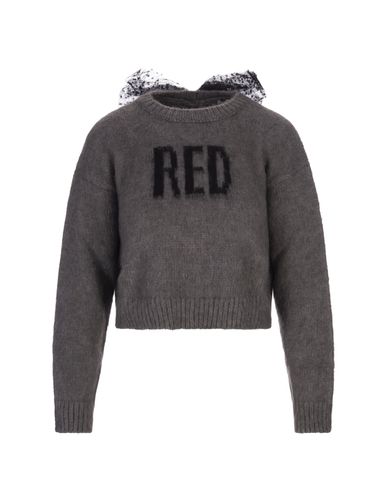 Red Crop Sweater In Grey With Tulle Point Desprit - RED Valentino - Modalova