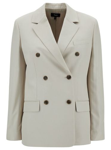 Off- Double-breasted Jacket With Notched Revers In Viscose Woman - Theory - Modalova