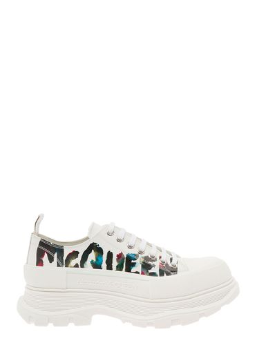 Tread Slick Sneakers With Graffiti Logo Print In Calf Leather - Alexander McQueen - Modalova