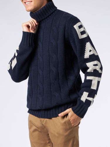 Man Navy Cable Knit Sweater Fisherman With Saint Barth Jacquard - MC2 Saint Barth - Modalova