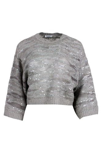 Animal Print Sweater In Silk, Linen And Hemp - Brunello Cucinelli - Modalova