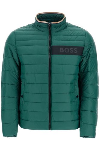 Green Down Jacket With High Collar Regular Fit And Zip - Hugo Boss - Modalova