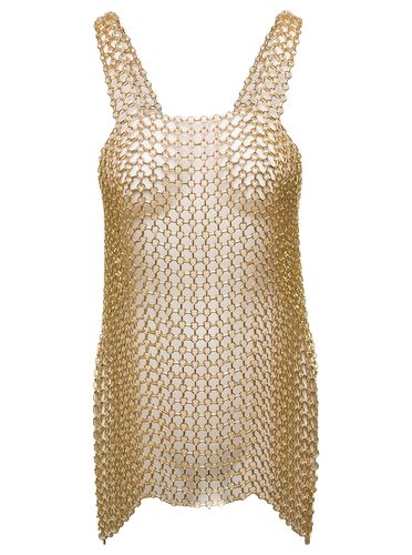 Gold-tone Mini Dress With Shoulders Straps And Side Splits In Metal Mesh Woman - Silvia Gnecchi - Modalova