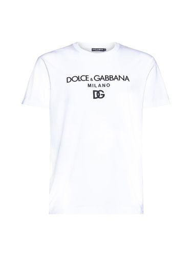 T-shirt Con Ricamo Logo - Dolce & Gabbana - Modalova