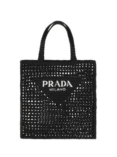 Logo Embroidered Woven Tote Bag - Prada - Modalova