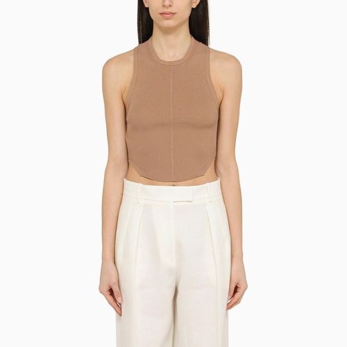 Light Brown Cropped Ribbed Top - Philosophy di Lorenzo Serafini - Modalova