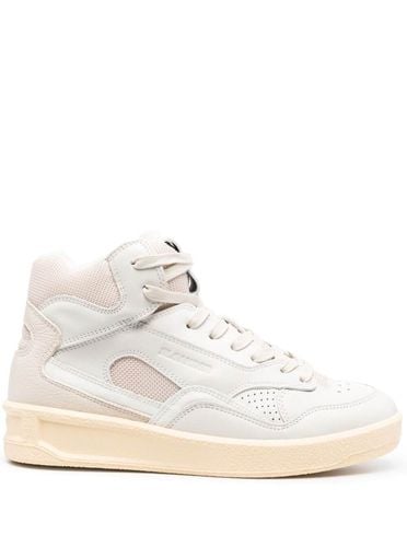 High-top Sneakers With Leather Inserts And Embossed Logo In Canvas Woman - Jil Sander - Modalova