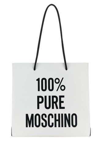 White Leather 100% Pure Shopping Bag - Moschino - Modalova
