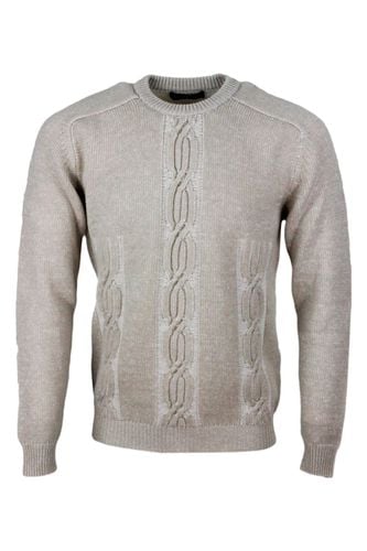 Long-sleeved Crew-neck Sweater In 100% Pure Cashmere With Braid And Vanisè Coloring - Kiton - Modalova