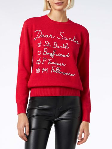 Woman Brushed Sweater With Dear Santa List Embroidery - MC2 Saint Barth - Modalova