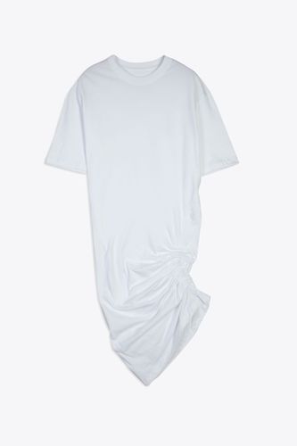 Jersey Dress Woman White cotton short dress with asymmetric drapery - Jersey Dress - Laneus - Modalova