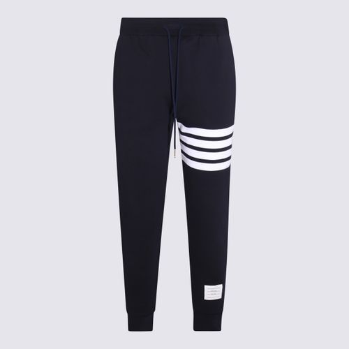 Navy And White Cotton 4-track Pants - Thom Browne - Modalova