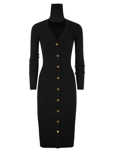 Ribbed Viscose Midi Dresses With Button Placket - Elisabetta Franchi - Modalova