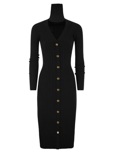 Ribbed Viscose Midi Dresses With Button Placket - Elisabetta Franchi - Modalova