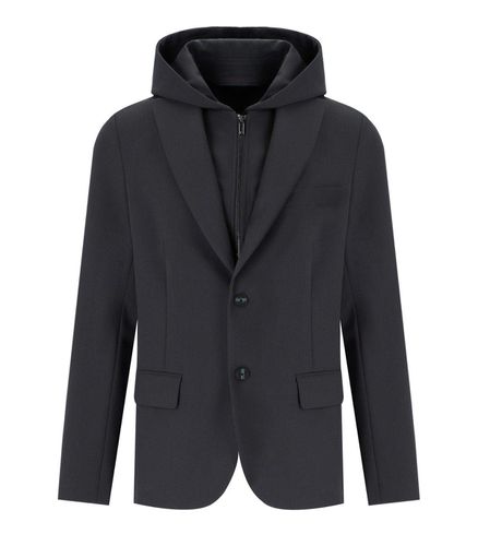 Detachable-panel Single Breasted Hooded Blazer - Emporio Armani - Modalova