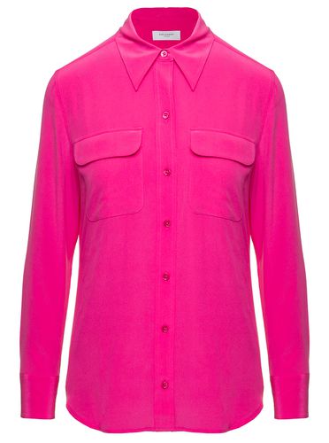 Slim Signature Fuchsia Long Sleeve Shirt With Pockets In Silk Woman - Equipment - Modalova