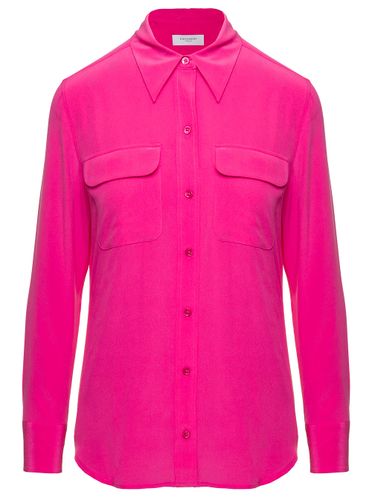 Slim Signature Fuchsia Long Sleeve Shirt With Pockets In Silk Woman - Equipment - Modalova