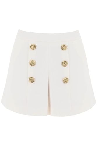 Crepe Shorts With Embossed Buttons - Balmain - Modalova