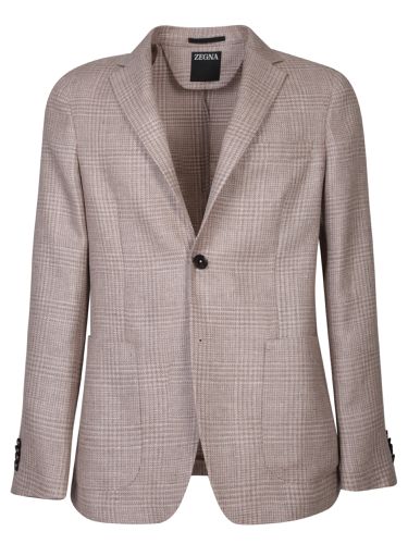 Wool Houndstooth Jacket In White/ - Zegna - Modalova