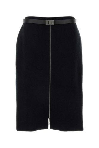 Black Stretch Wool Blend Skirt - Ferragamo - Modalova