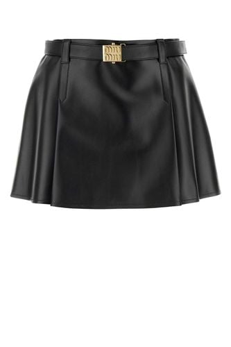 Black Nappa Leather Mini Skirt - Miu Miu - Modalova