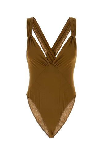 Olive Green Stretch Silk Bodysuit - Saint Laurent - Modalova