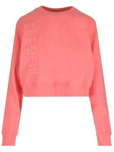 Crewneck Long Sleeve Crop Sweatshirt With Mirror Embossed Logo - Fendi - Modalova