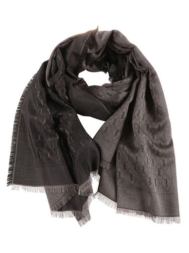 Fringed Edge Logo Monogram Scarf - Saint Laurent - Modalova