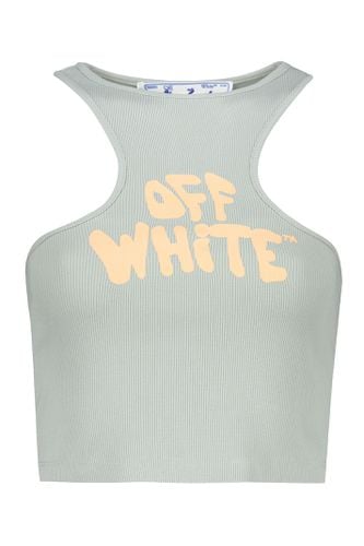 Off-White Cotton Crop Top With Logo - Off-White - Modalova