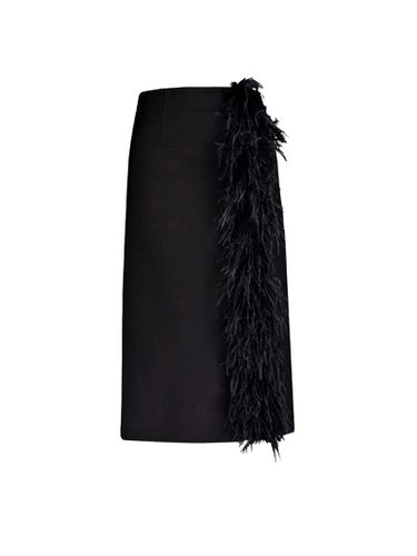 Prada Wool Midi Skirt With Feathers - Prada - Modalova