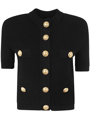 Short Sleeve Buttoned Knit Short Cardigan - Balmain - Modalova