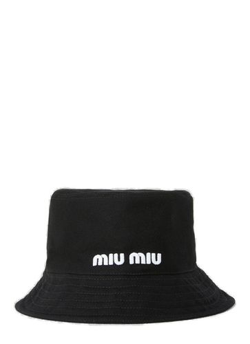 Miu Miu Logo Embroidered Bucket Hat - Miu Miu - Modalova