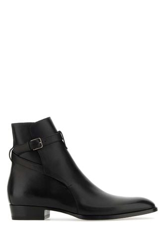Black Leather Wyatt 30 Ankle Boots - Saint Laurent - Modalova