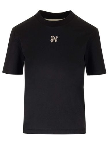 Black T-shirt With Monogram - Palm Angels - Modalova