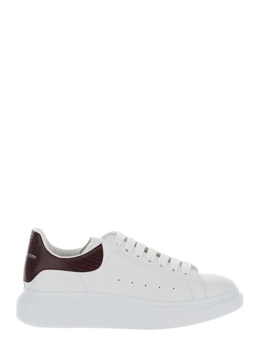 White Leather Sneakers With Burgundy Leather Heel - Alexander McQueen - Modalova
