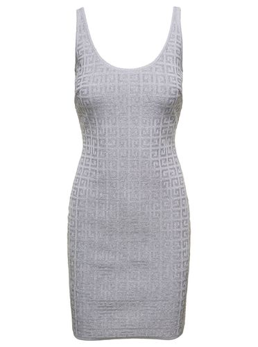 Silver Lurex Dress With Mogram Logo Motif All-over In Viscose Woman - Givenchy - Modalova