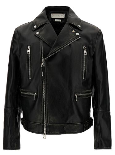 Biker Jacket With Zip In Leather Man - Alexander McQueen - Modalova