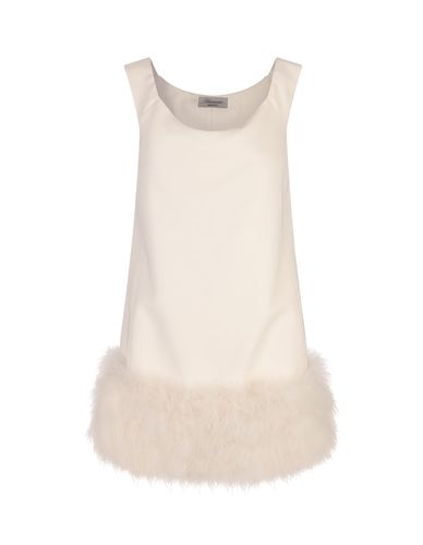 Sable Crepe Dress With Marabou Feathers - Blumarine - Modalova