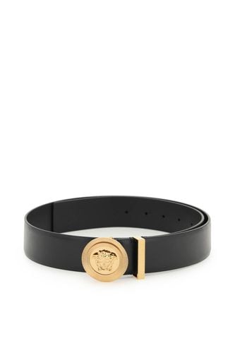 Versace Medusa Black Leather Belt - Versace - Modalova