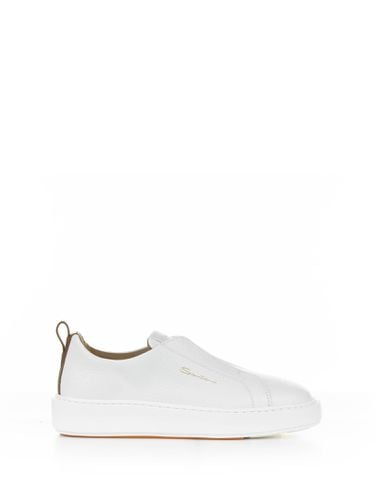 White Leather Slip-on Sneaker - Santoni - Modalova