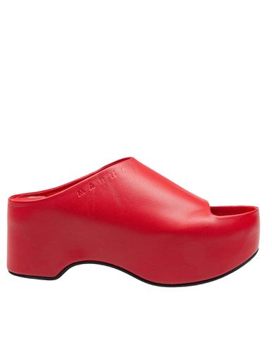 Slide With Chunky Clog In Leather - Marni - Modalova