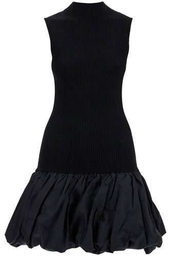 Black Knit Racer Cut Dress With High Neck And Flared Skirt - Rotate by Birger Christensen - Modalova