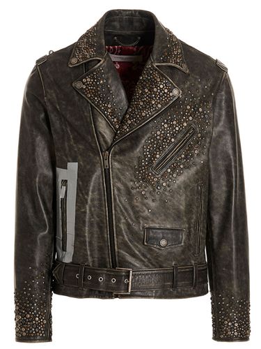 Distressed Leather Biker Jacket - Golden Goose - Modalova