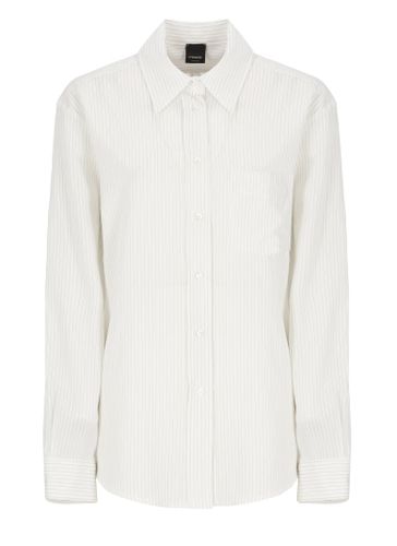 Viscose Blend Shirt With Striped Pattern - Pinko - Modalova