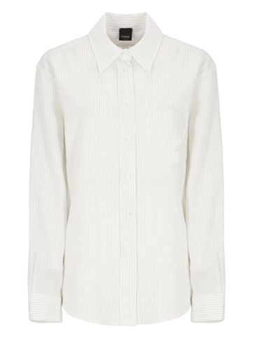 Viscose Blend Shirt With Striped Pattern - Pinko - Modalova