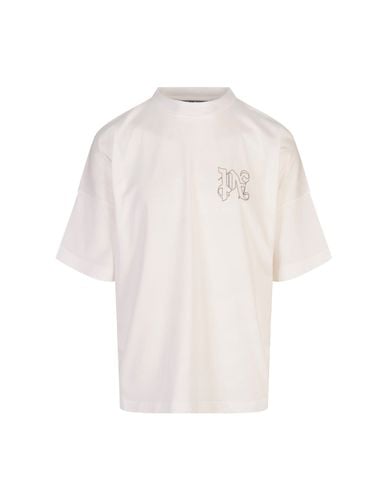 T-shirt With Embroidered Monogram - Palm Angels - Modalova