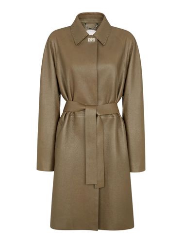 Fendi Green Leather Overcoat - Fendi - Modalova