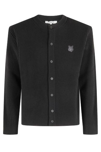 Fox Head Wool Ribbed Cardigan - Maison Kitsuné - Modalova