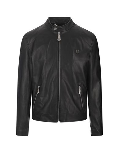 Basic Leather Moto Jacket - Philipp Plein - Modalova