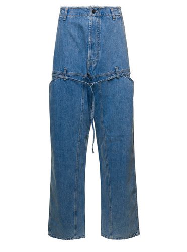 Le De-nimes Criollo Light Blue Jeans With Detachable Belt In Cotton Denim Man - Jacquemus - Modalova